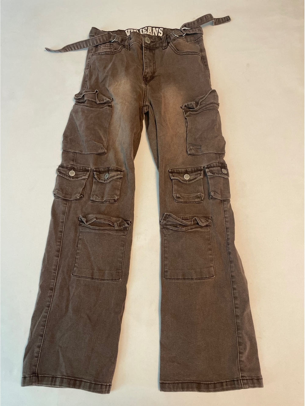 VIP Jeans Brown Cargo Pants with Multiple Pockets, Size 7/8 Regular